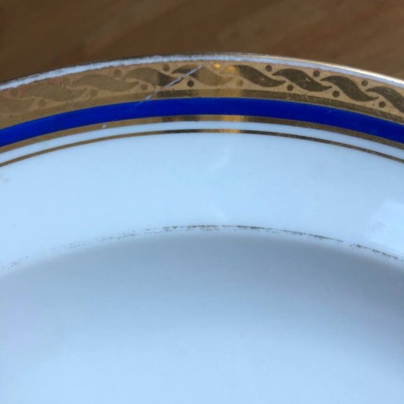 Limoges France Dinner Plate Cobalt Blue Band & Gold 10-inch - Picture 4 of 9